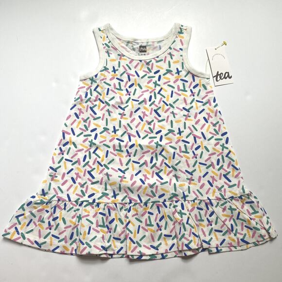 NEW Tea Collection Pink Geometric Ruffle Dress - Picture 3 of 5